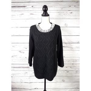 Karl Lagerfeld Sweater Pearl Neckline Size L*
